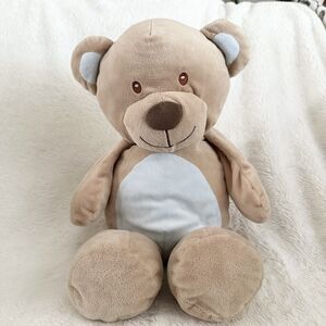Kellytoy Baby 2021 Beige Teddy Bear Plush Rattle Blue Belly 20" Stuffed Animal